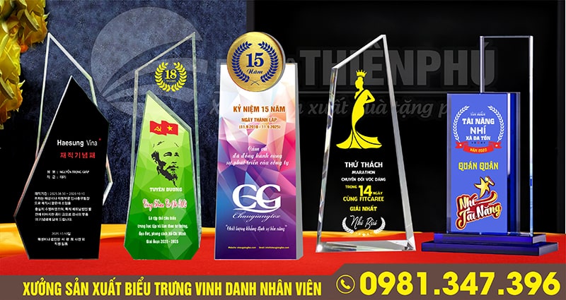 biểu trưng vinh danh nhân viên cuối năm dày
