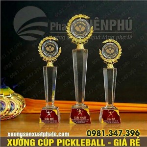 Bộ Cúp Pickleball Nhất Nhì Ba Thân Pha Lê